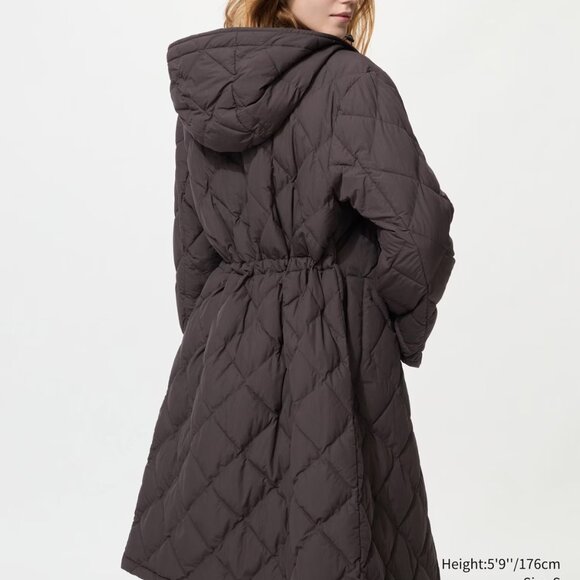 Uniqlo Puffer “Pufftech” Long Coat PUFFTECH LONG COAT  -NWT Small Brown - Picture 6 of 11